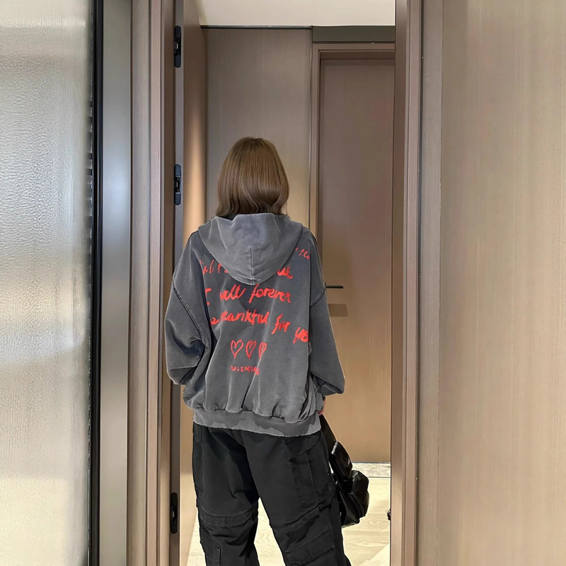 巴黎毒家版本B家2025情人节限定款洗水磨破英文印花高街男女同款|undefined