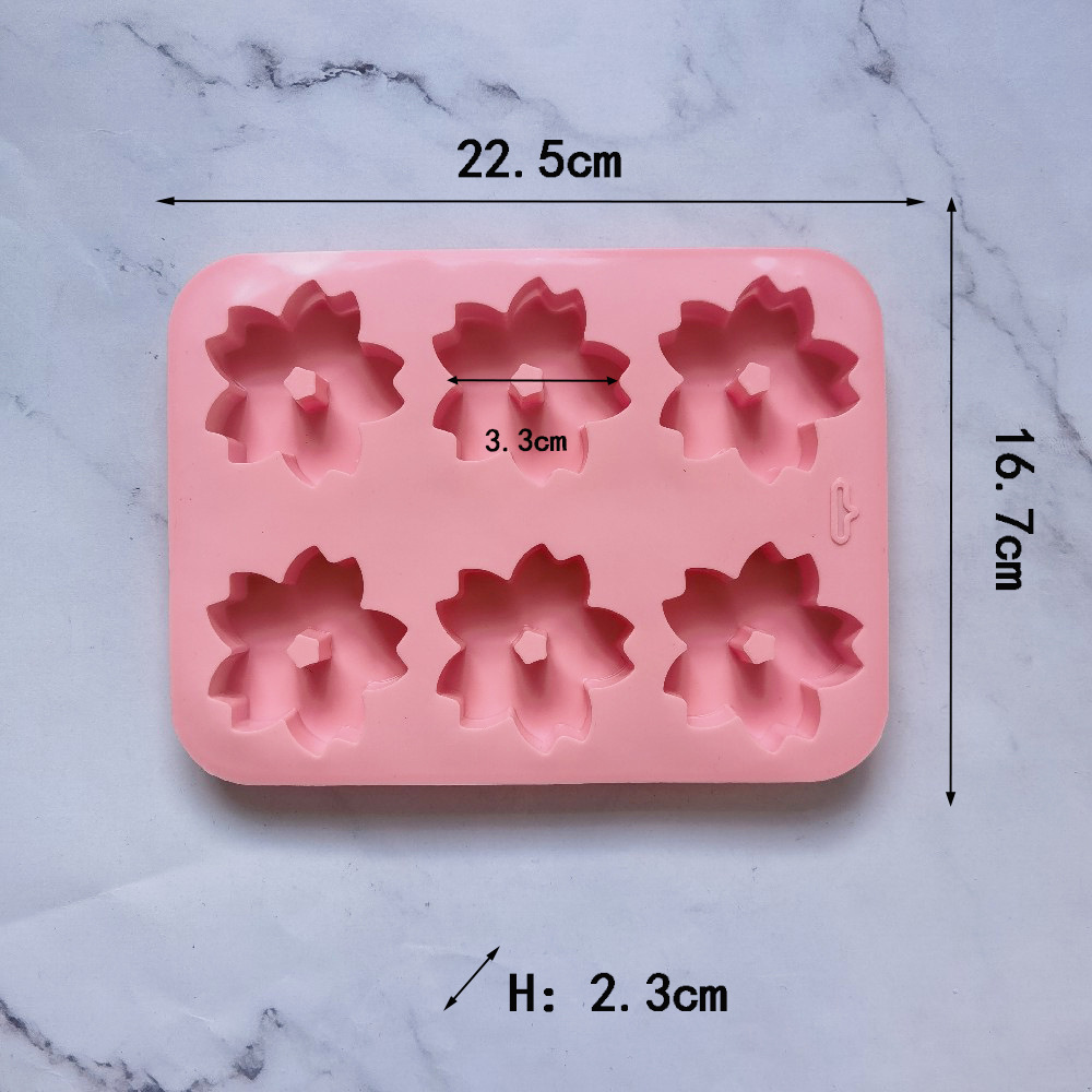 6 flores de cerezo 15 molde de silicona pastel helado pudín molde de postre jabón utensilios