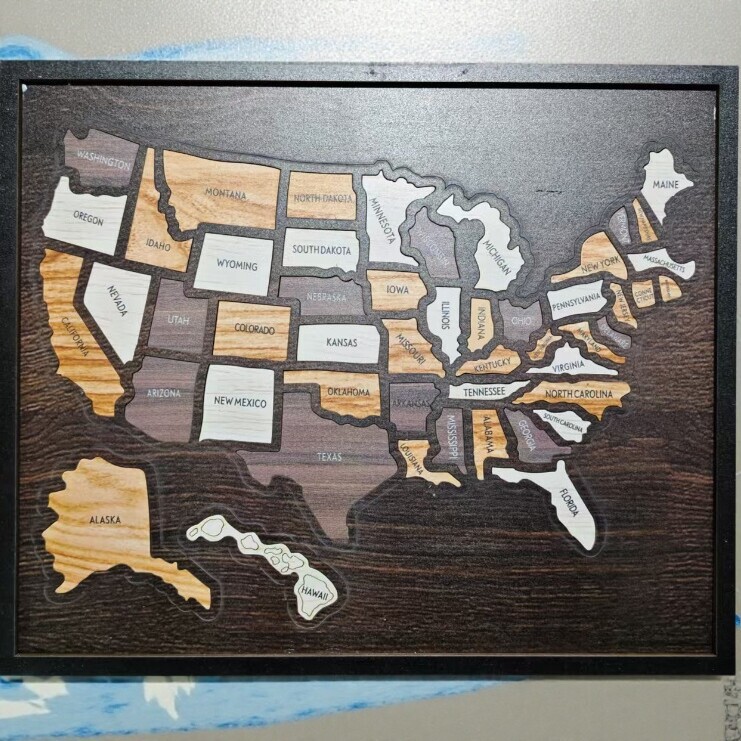 Wooden American Map Puzzle Decorative Picture Frame Home Travel Souvenir Wall Decoration Wooden American Map Puzzle Decorative Picture Frame Home Travel Souvenir Wall Decoration