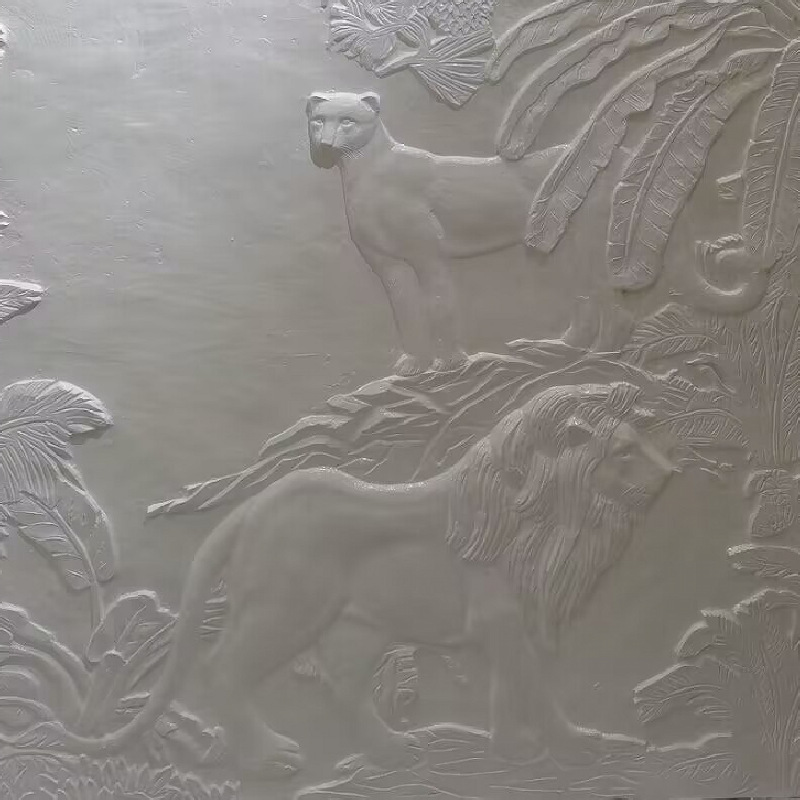 动物老虎狮子黑豹长颈鹿十二生肖浮雕装饰别墅欧式定制校园文化墙