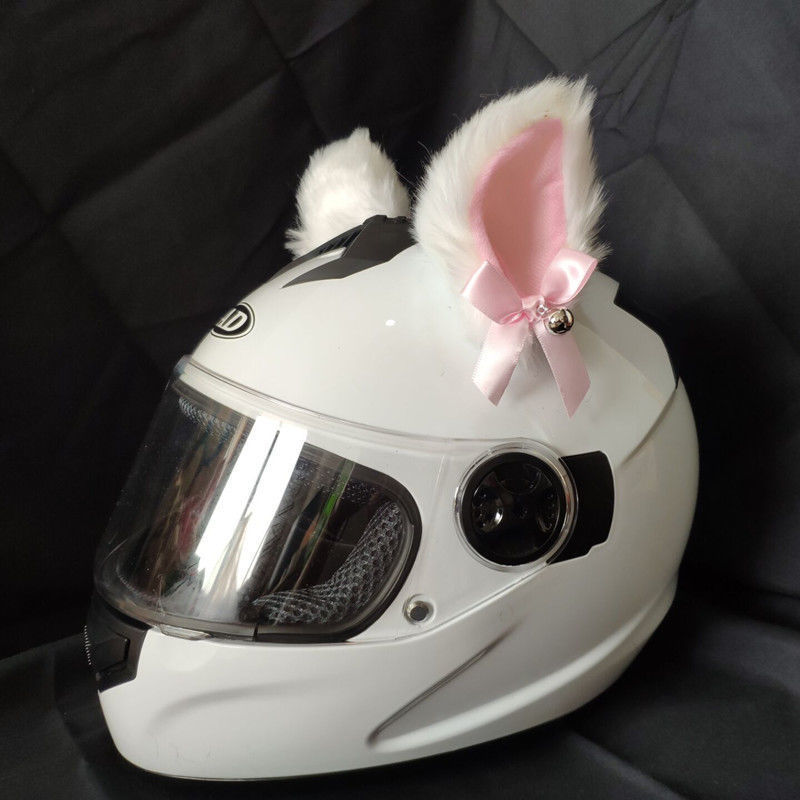 흰색과 분홍색 종과 고양이 귀 한 쌍(헬멧은 포함되지 않음)