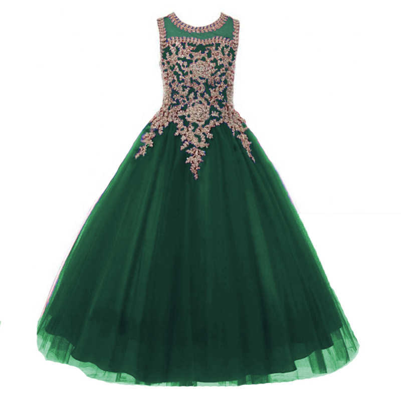 Niñas transfronterizas encaje caliente diamante vestido de princesa sin mangas vestido de niños espectáculo de cumpleaños desfile anfitrión vestido de prenda
