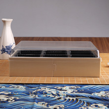 7BJ2批发寿司盒木质野餐便当盒果切拼盘寿司盒子刺身包装盒烧烤食