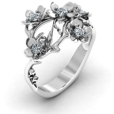 Anello a forma di ramo di fiore per donna in lega gioielli_voghion.com
