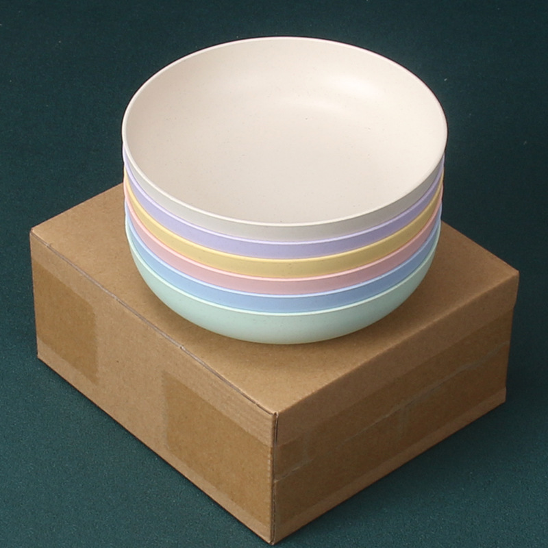15cm ronda Deep Dish 6 Unids paja de trigo resistente a la gota plato de pastel restaurante Dumpling plato de hueso