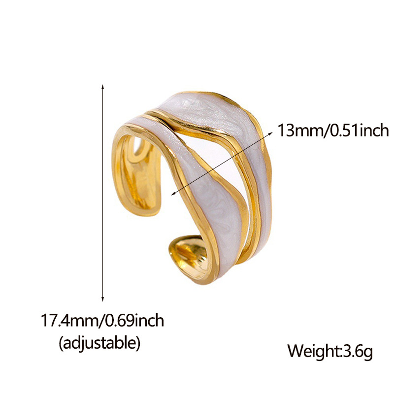 304 Stainless Steel 18K Gold Plated Elegant Retro Plating Geometric Leaf Heart Shape Open Rings display picture 12
