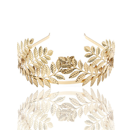 [Metal leaf headband] European and American popular bridal headband gold leaf headband hair accessories crown headband armband
