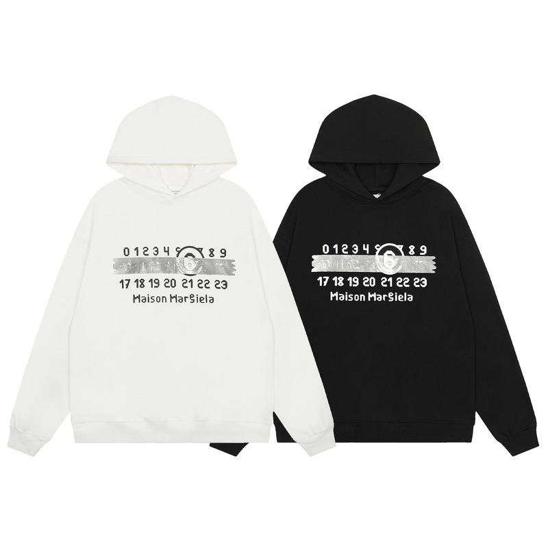【跨境潮牌25S高品质MM6】春秋纯棉重料轻奢男女同款毛圈帽衫卫衣|undefined