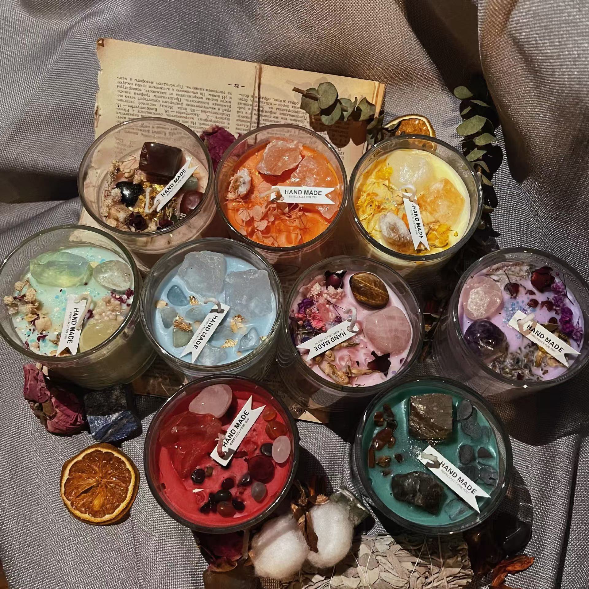 Comercio exterior vela perfumada en el viento regalos de Navidad cristal flores secas perfume regalo de mano de Navidad hecha a mano