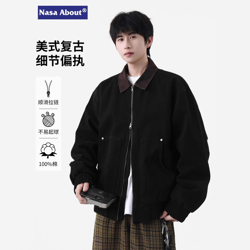 Nasa American Retro Detroit Jacket Men's Spring and Autumn 2025 New Loose Casual Lapel Work Jacket