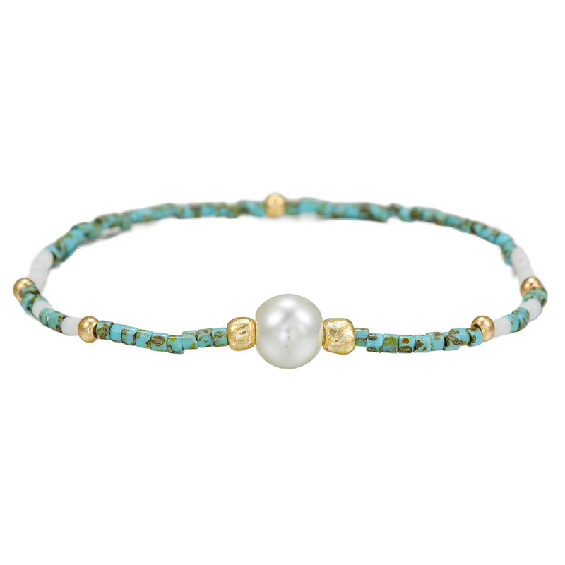 Bohemian Style Camouflage Rice Bead Pearl Bracelet, Fresh Copper Bead String Bracelet for Friendship, Gift for Best Friend, Women's Jewelry