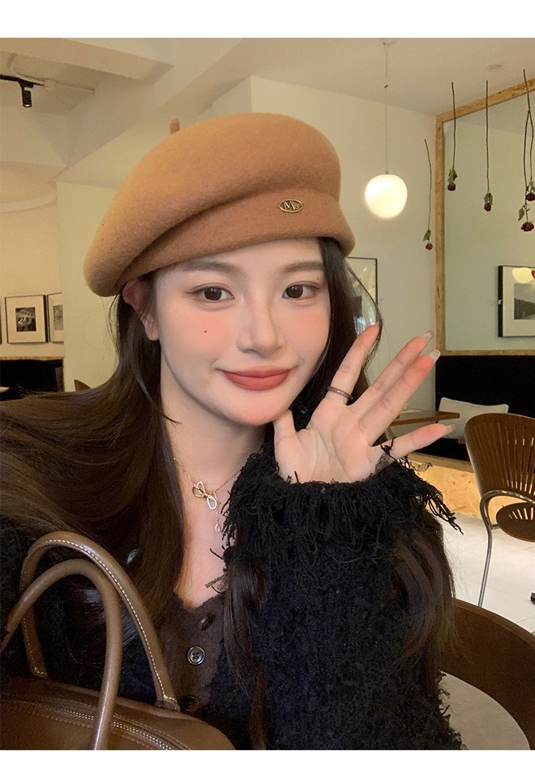 Wool Beret For Women White Raspberry Pink Autumn Winter Painter Hat_voghion.com