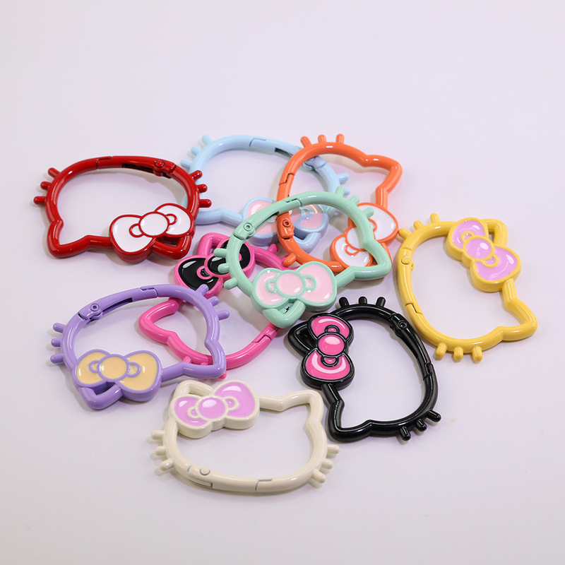 Colorful Girly Hello Kitty Large Keychain DIY Handmade Bead Pendant Spring Ring Accessory Colorful Girly Hello Kitty Large Keychain DIY Handmade Bead Pendant Spring Ring Accessory