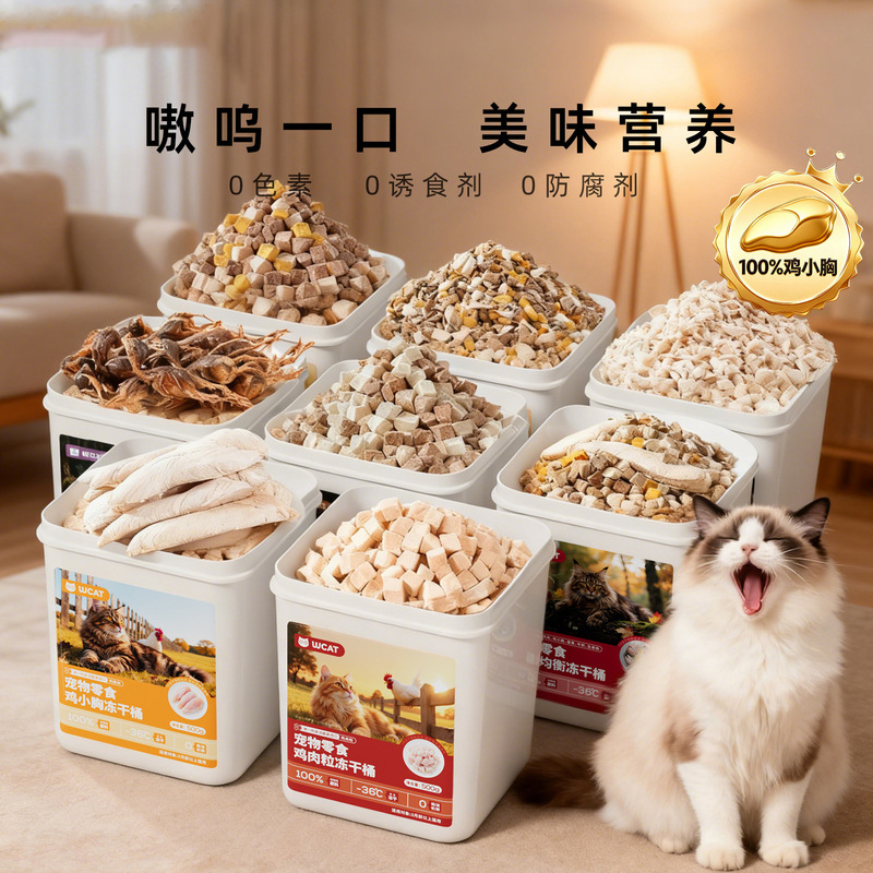 Pet Cat Food Freeze-Dried Chicken Breast Nutritional Supplement Chicken Breast Whole Piece Chicken Egg Yolk Quail Bucket Cat Snacks Pet Cat Food Freeze-Dried Chicken Breast Nutritional Supplement Chicken Breast Whole Piece Chicken Egg Yolk Quail Bucket Cat Snacks