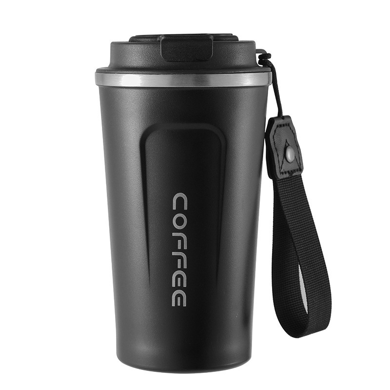 Taza de café inteligente de temperatura 304 taza de acero inoxidable portátil de cuerda de transporte de automóviles de oficina para hombres y mujeres con logotipo de impresión