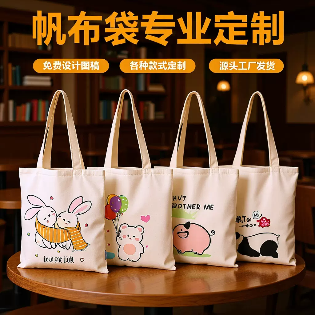 帆布袋定制logo大容量托特包高级感加厚大手提广告大号帆布包定做