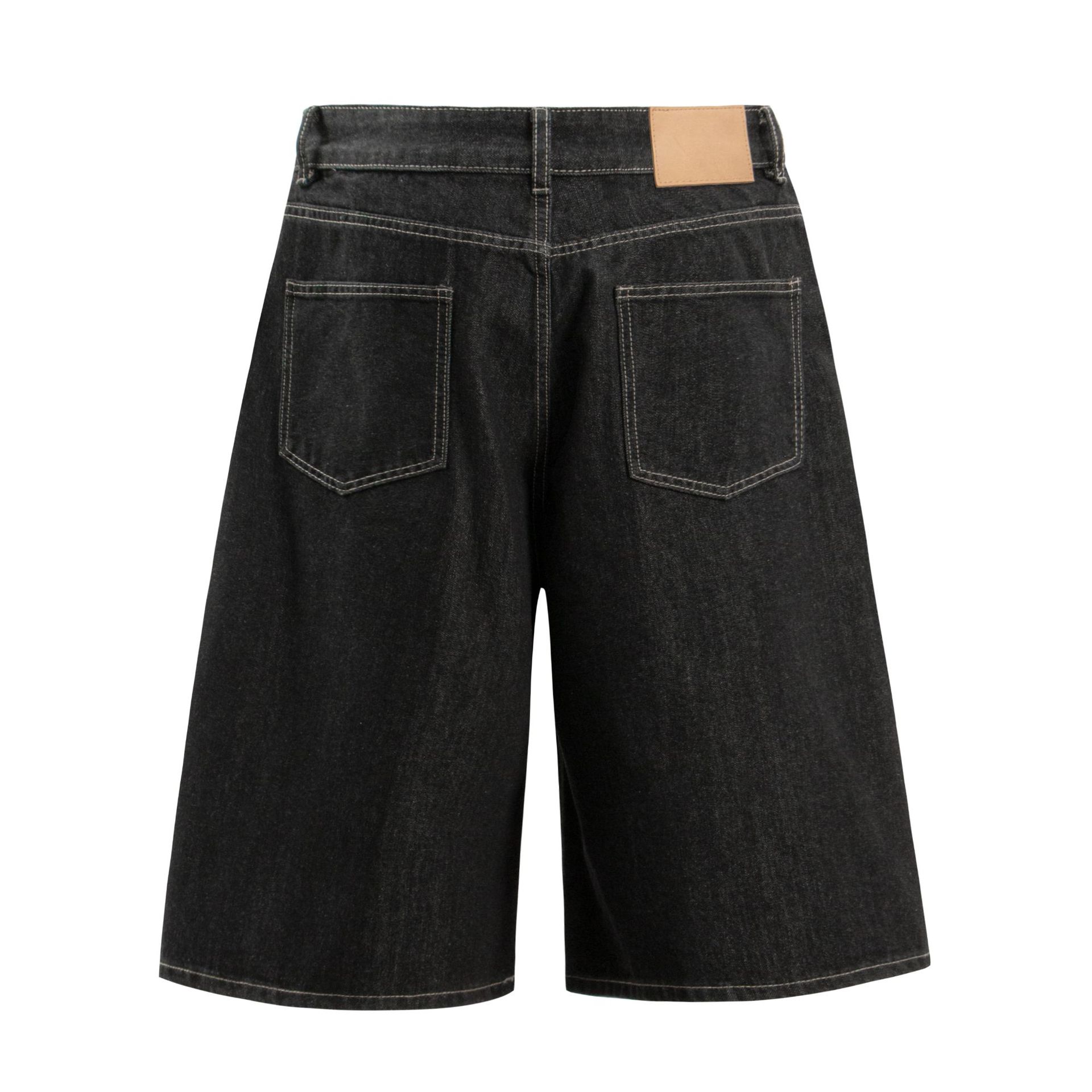 1065 American Street Summer Original Bull Color Retro Advanced Simple Design Vaqueros recortados sueltos para hombre