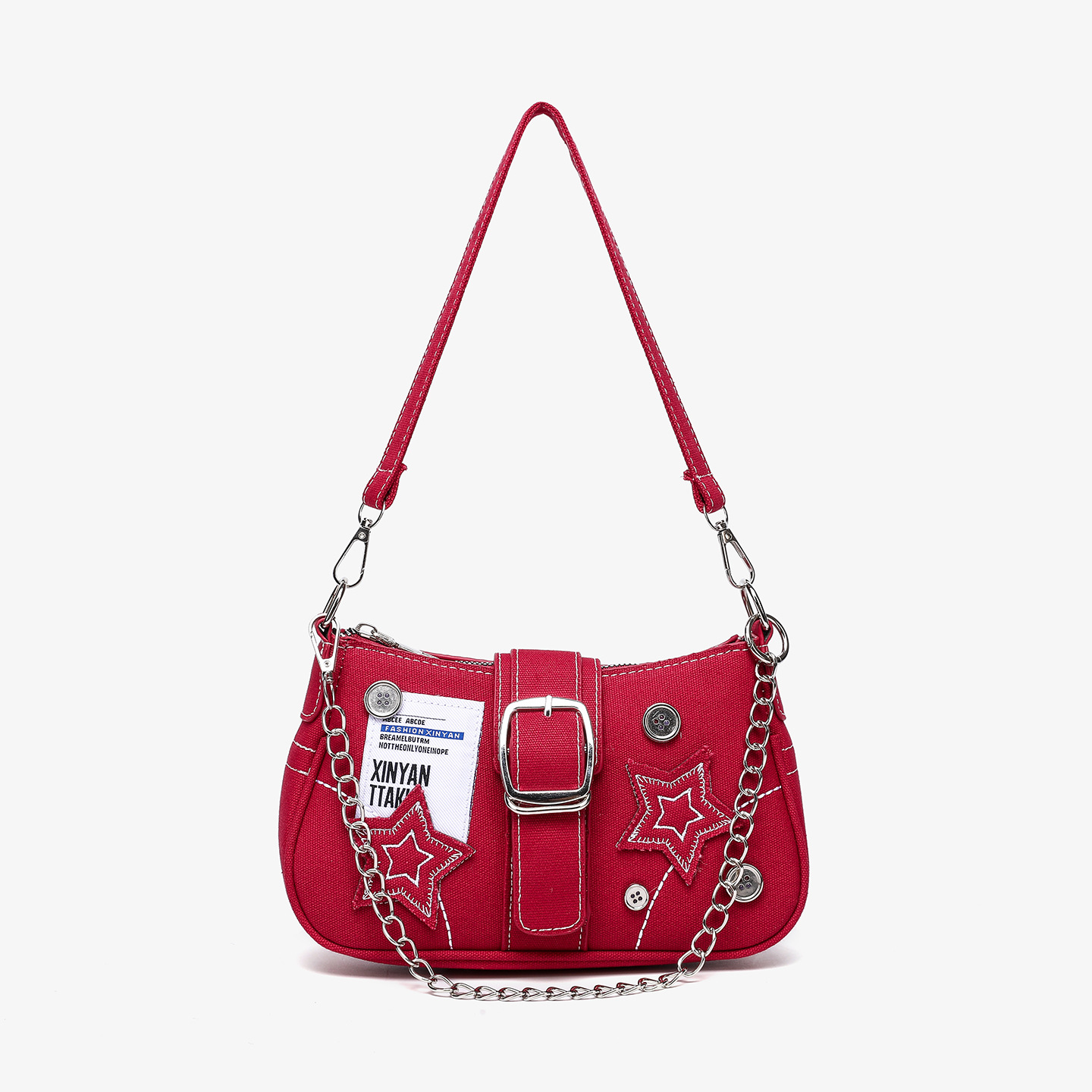 Bolso de diseño de nicho de mujeres punk pentagram, bolso de hombro, bolso de brazo de alta calidad de chicas dulces y calientes.