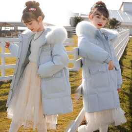 小香风公主女童羽绒服2025新款宽松大毛领儿童冬季外套中长款清仓
