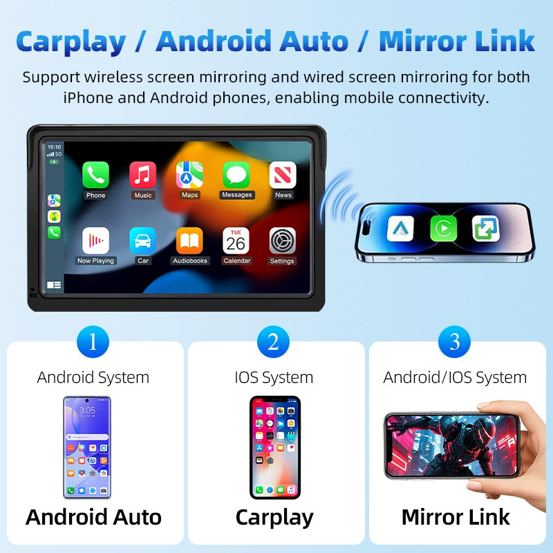7-дюймовый беспроводной портативный экран Carplay Bluetooth FM плеер MP5 беспроводной проекционный экран навигация заднее изображение
