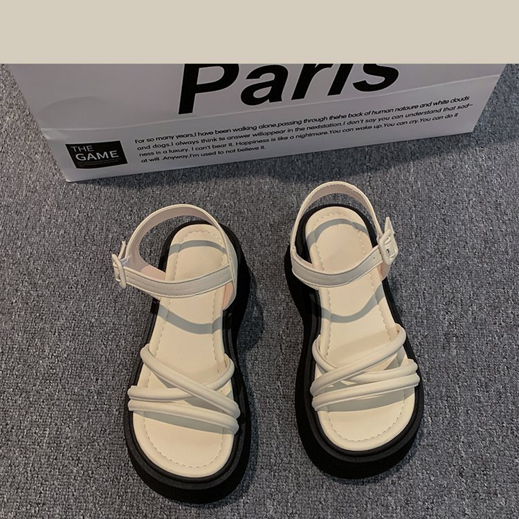 Sandalias romanas para mujeres 2026 nuevo estilo de verano para usar sandalias de fondo grueso de fondo blando francés versátil sandalias de playa de nicho