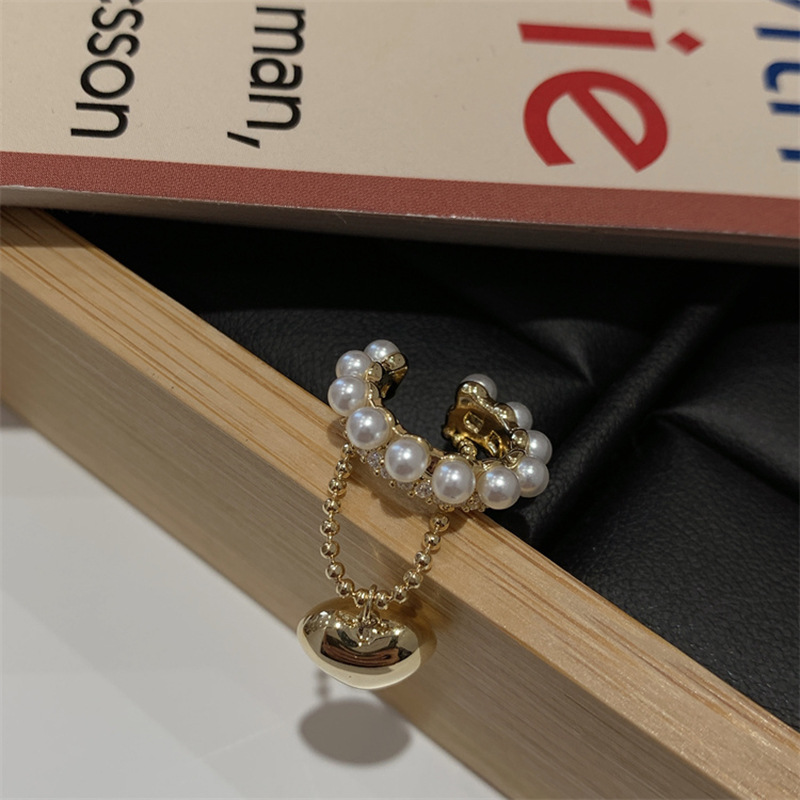 1 Stück 1 Paar Strassenmode Herzform Überzug Inlay Künstliche Perle Legierung Künstlicher Diamant Ohrclips display picture 1