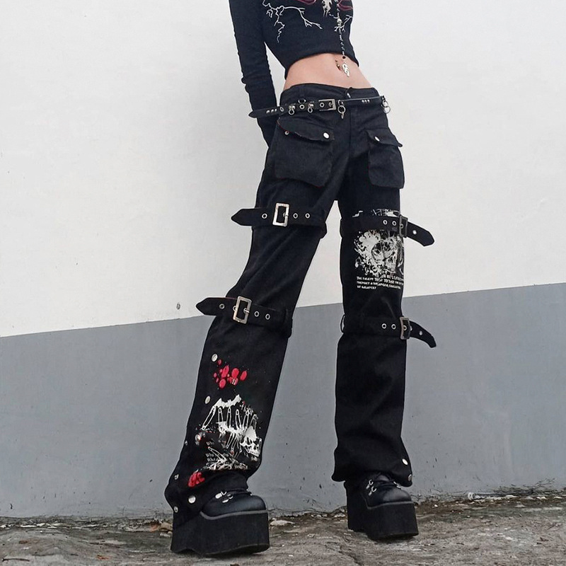 Street Fashion Metal Buckle Denim 