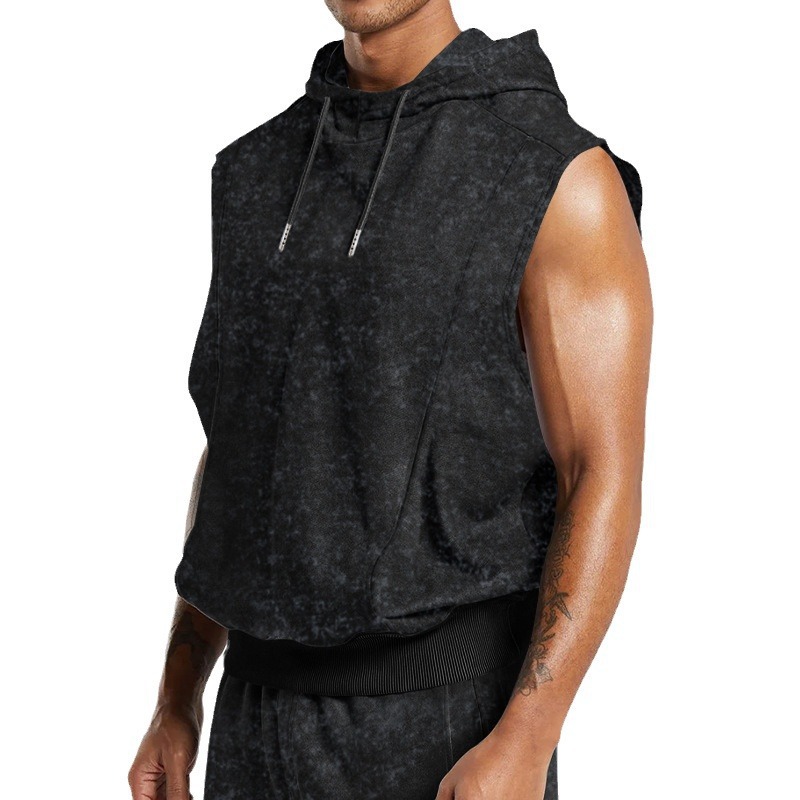 Monochrome Man – 2026 Neues grenzüberschreitendes Herren-Street-Fashion-Shirt im europäischen und amerikanischen Vintage-Stil mit floralem Allover-Print, ärmellos und mit Kapuze_voghion.com
