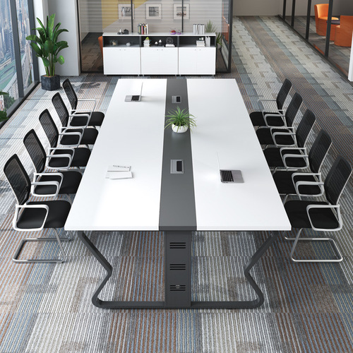 Meeting table, long table, simple creative office reception desk, workbench, steel frame, negotiation, 4/6/8 person reception long table