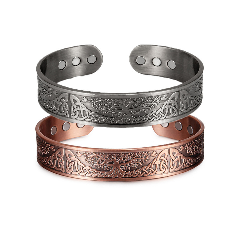 Cross-border AliExpress Amazon pure copper magnet energy Bracelet Men's Open copper bracelet 6 magnetic wholesale