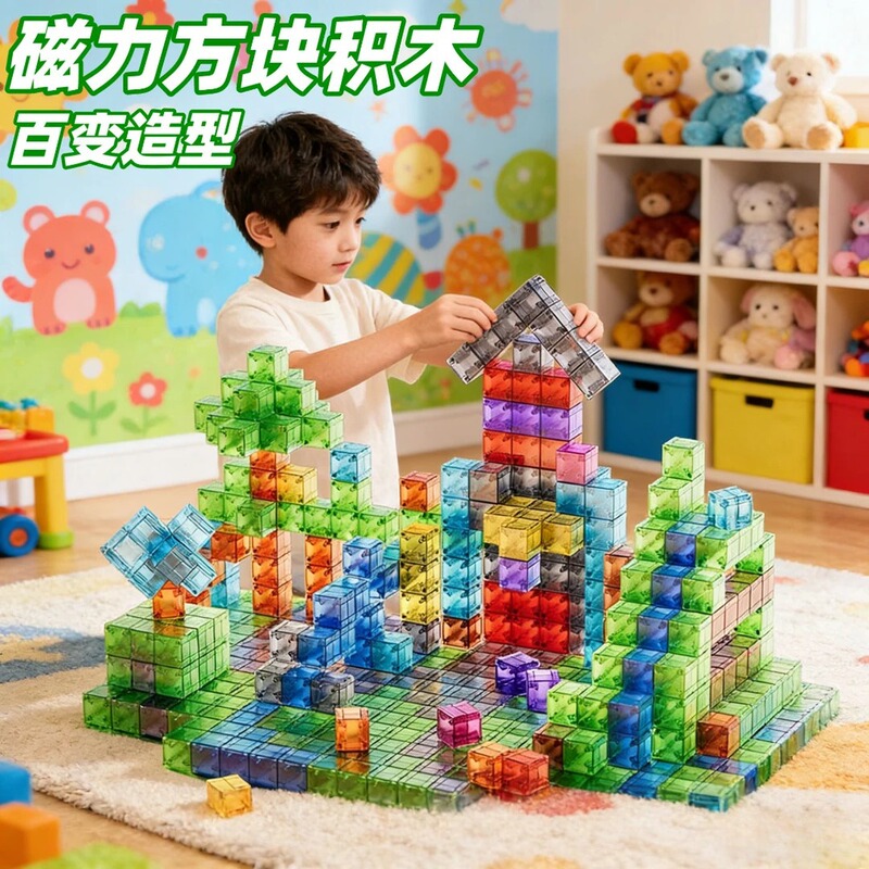 Variety of Transparent Magnetic Blocks, Children's Educational Toys, Geometric Number Sense Early Education Magnetic Puzzles, Super Large Pieces