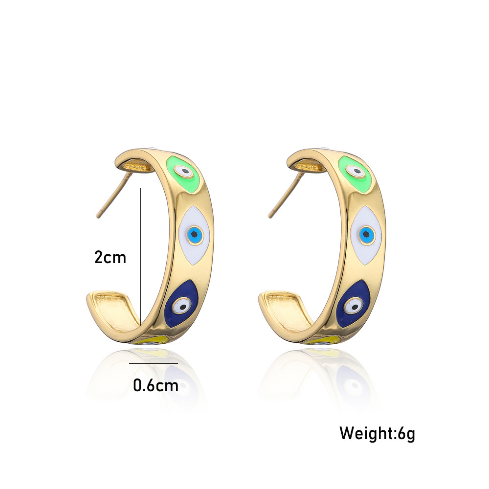 Europe And America New Copper-plated Real Gold Oil Dripping Devil’s Eye Earrings display picture 3