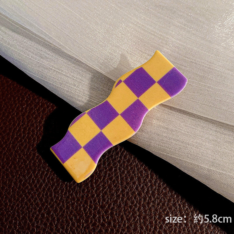 Tablero de Damas blanco y negro Plaid horquilla hembra ins Corea del Sur clip de pico de pato Mori clip sin costuras flequillo lateral clip accesorios para el cabello