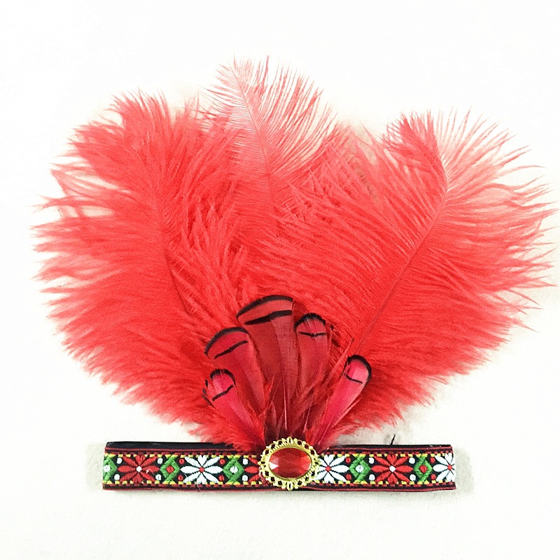 Nuevo tocado pluma estilo étnico de Navidad de los niños de la India popular sombrero bola pluma corona transfronteriza Generación de cabello