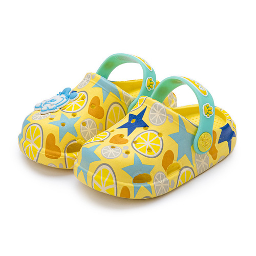 Bububu Children's Punchy Shoes Summer 1-5 Years Old Baby Boys and Girls Printed Cartoon Beach Shoes Slippers