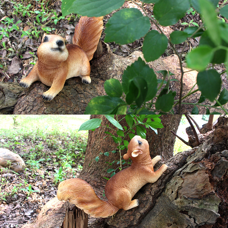 Outdoor Park landscape simulation tree climbing Squirrel ornaments garden villa creative animal sculpture crafts ornaments