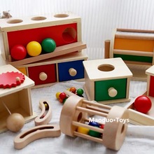 蒙特梭利教具早教盒子纺织鼓蒙氏益智玩具1-2一3岁宝宝物体恒存盒