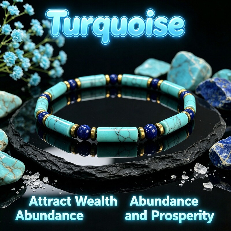 Turquoise Flat Tube Lapis Lazuli Beaded Bracelet, Niche Luxury Jewelry Manufacturer, Wholesale in Stock, Starting from One Piece