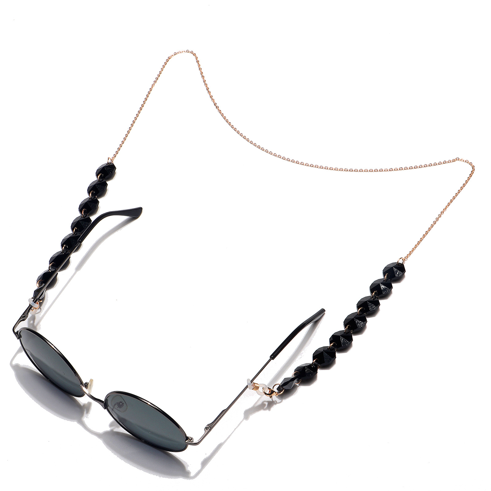 25g Weight Metal Material Transparent, Black Color Fashion Octagonal Crystal Multicolor Glasses Chain 1