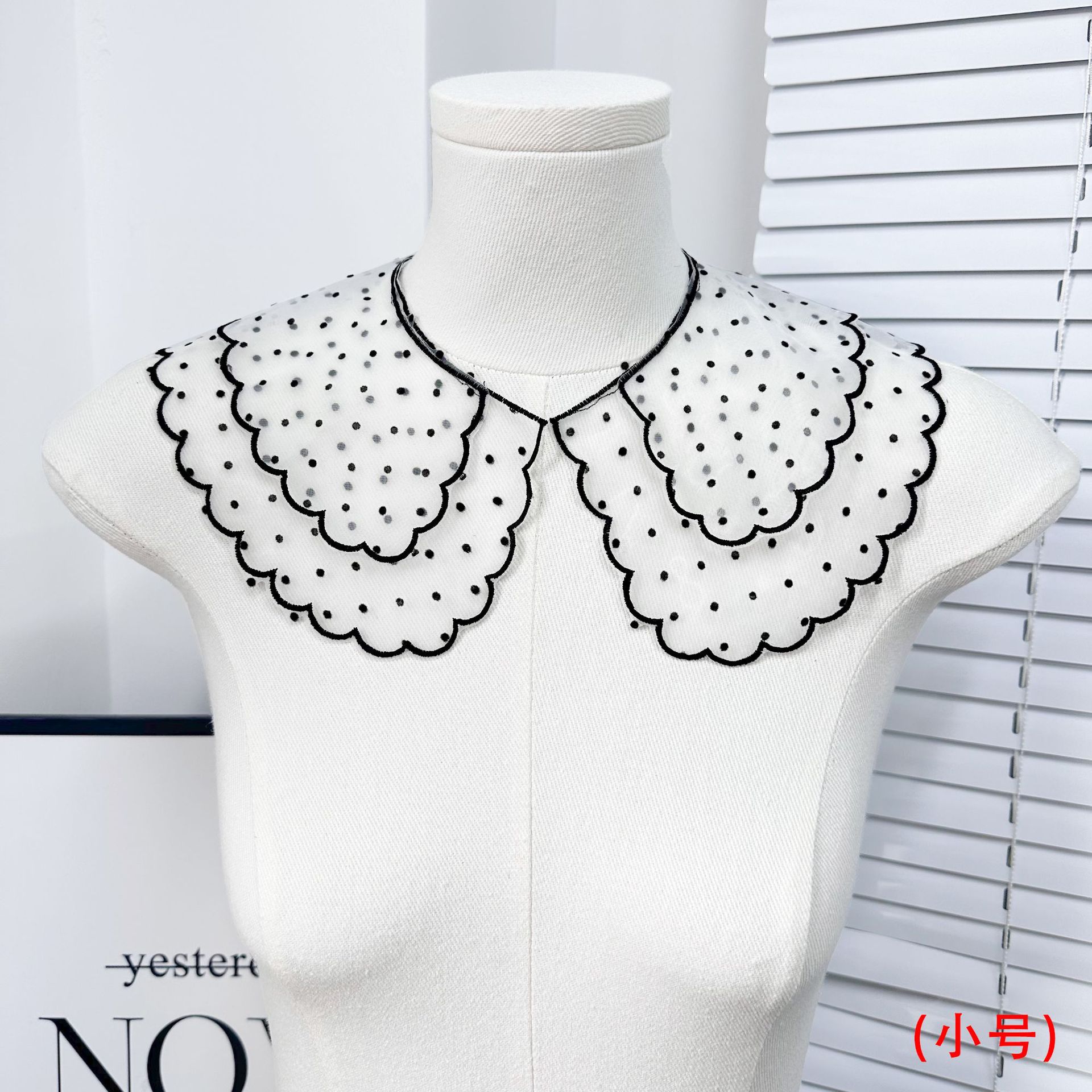 bordado de computadora doble borde negro falso cuello primavera y verano ropa infantil falda cuello camiseta suéter accesorios de decoración