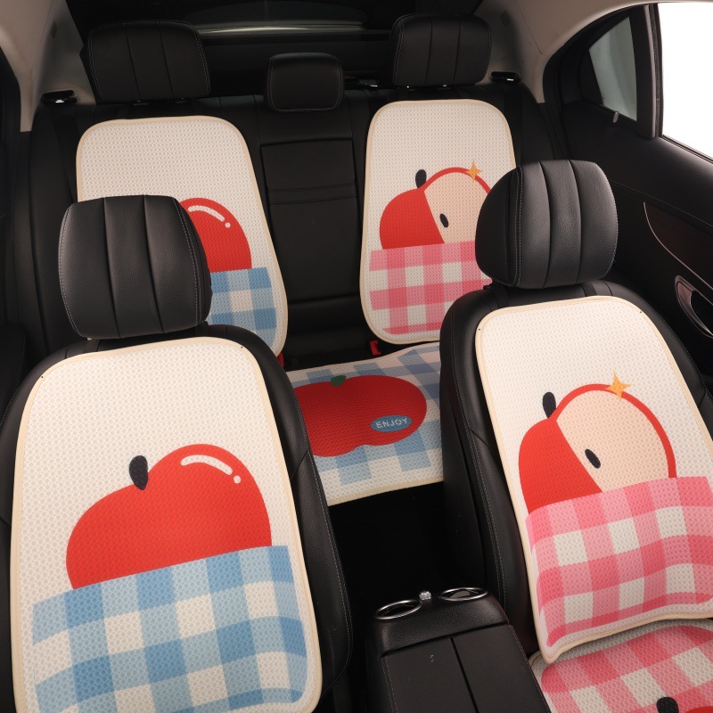 Car Seat Cushion Cartoon Design for Women, Half-Cover Seat Cover Suitable for All Seasons, Car Seat Cover, Summer Ice Silk
