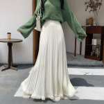 实拍秋冬新款针织百褶半身裙女遮胯显瘦大摆流苏裙a字伞裙长裙子