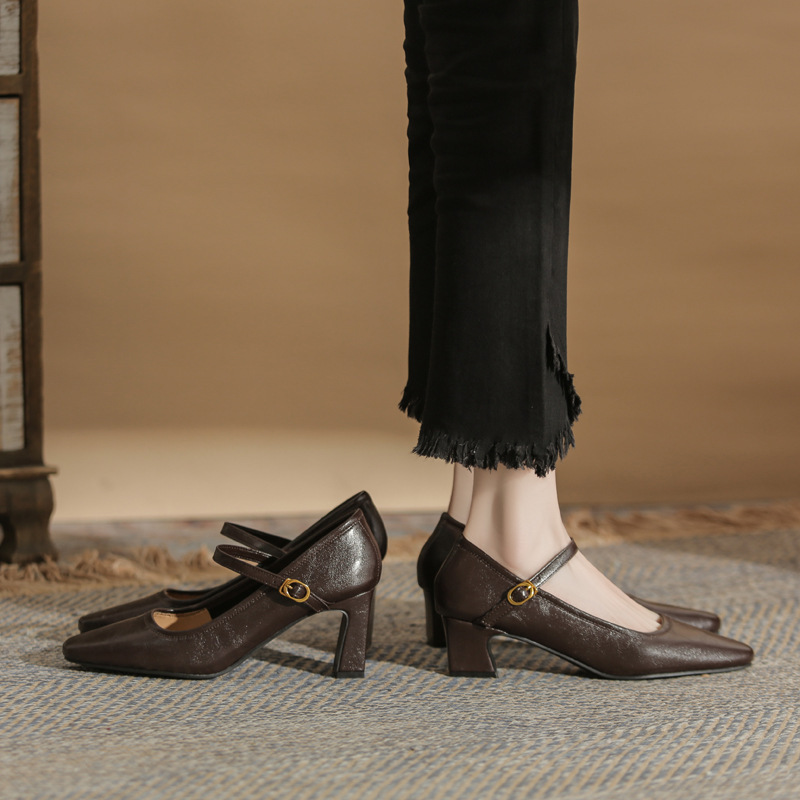 Jin Gang J2001_J4701_J6801 thick heel shoes women's 2025 new 3 heel high plus size small size shoes