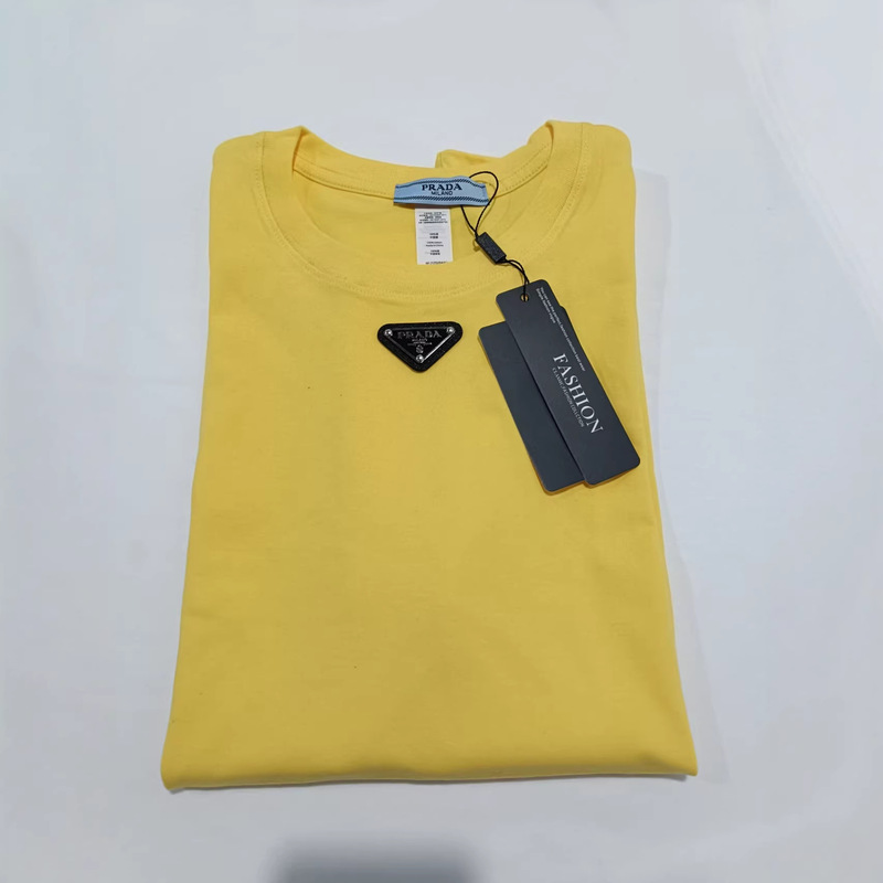 Unisex Casual New Style Round Neck P Brand Black Triangle Logo Large Size Short-Sleeve T-Shirt