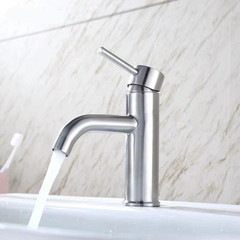 304 stainless steel household basin hot and cold single cold faucet single cold brushed color bathroom toilet washbasin wash