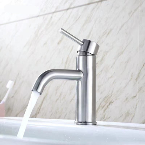 304 stainless steel household basin hot and cold single cold faucet single cold brushed color bathroom toilet washbasin wash
