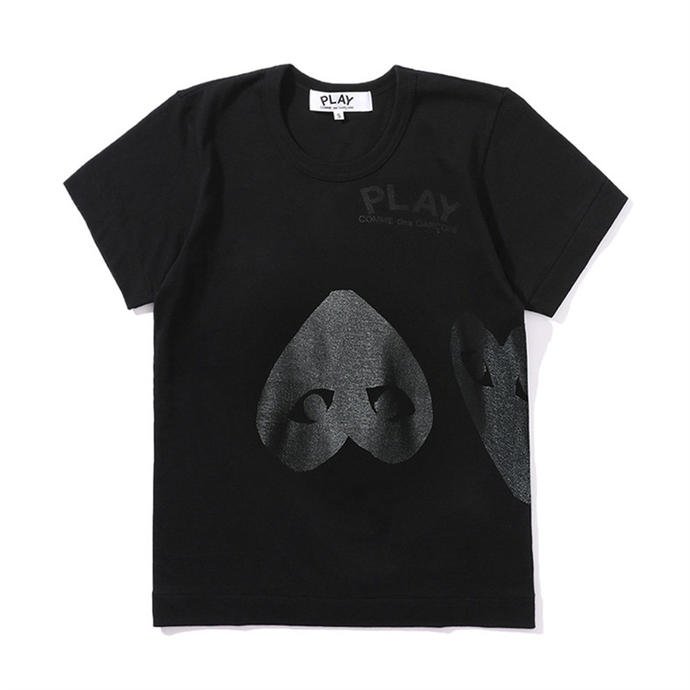 Playアルファベットcdgシンプル記号愛刺繍男女同型丸襟半袖tシャツ