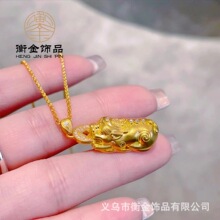 金店同款古法沙金镶钻貔貅吊坠 纯铜镀金貔貅挂坠diy配件直播供货