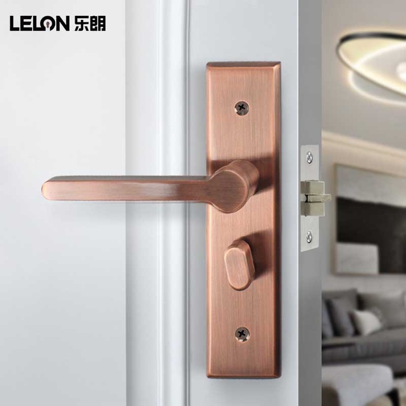 304 acero inoxidable puerta antirrobo panel de manija cerradura conjunto completo cerradura de bronce rojo cerradura de manija cerradura de panel mecánico de la puerta del dormitorio