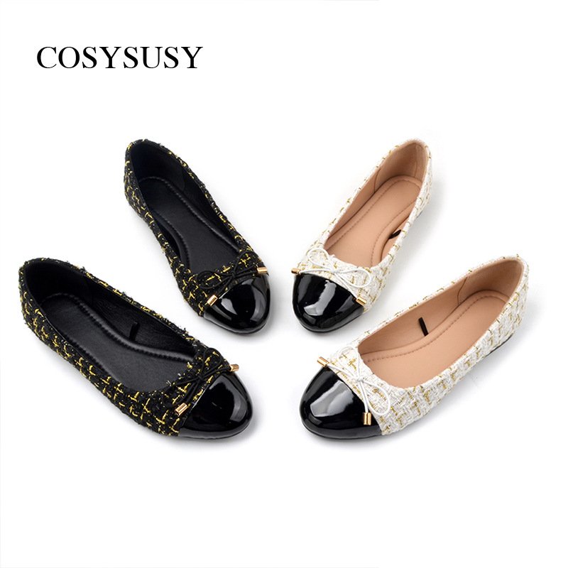 Cross-border Chanel Style Round-toe Single-layer Shoes Women's New Arrival Shallow Mouth All-match Flat Shoes Evening Style All-match Comfortable Milk Shoes